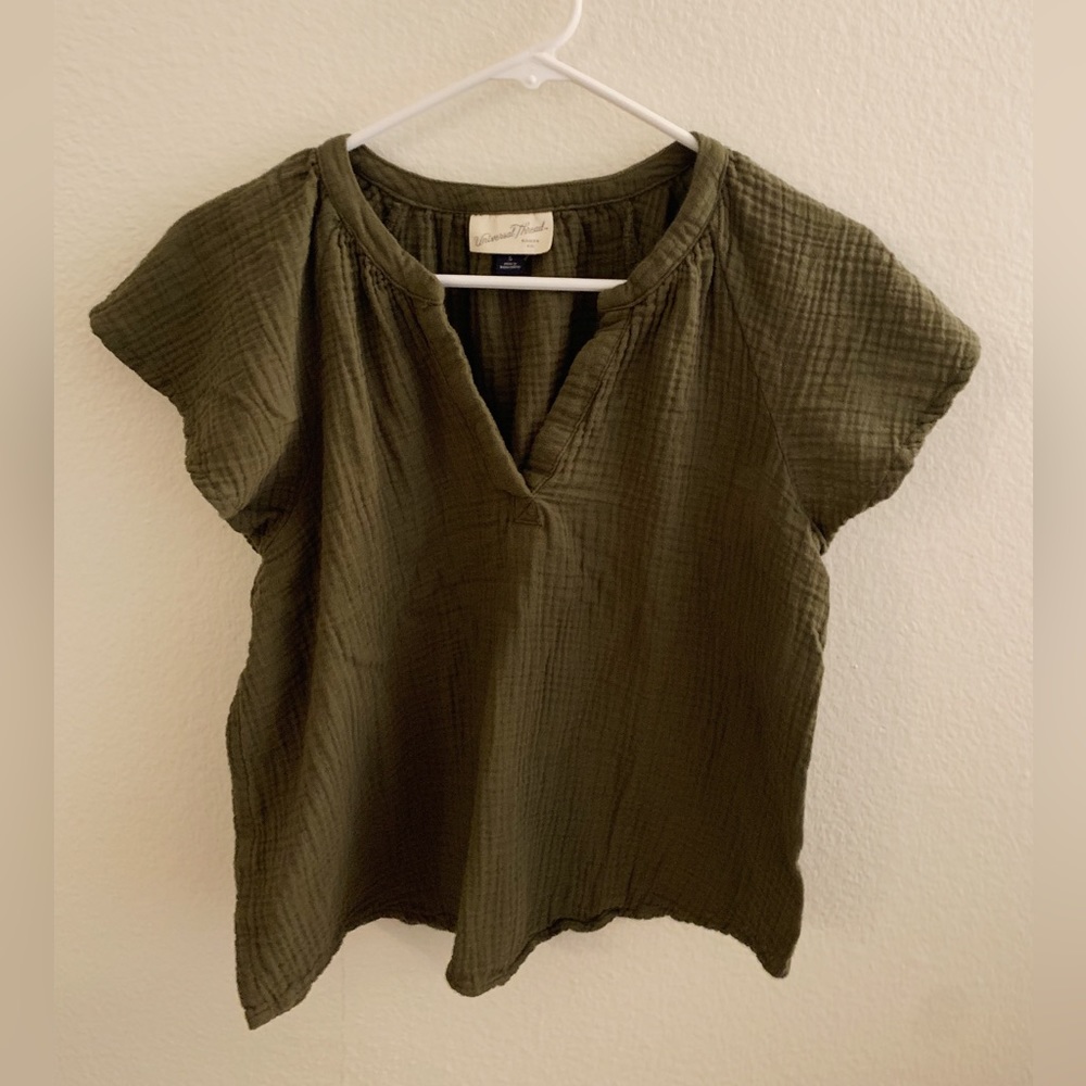 Olive Green Gauze Blouse